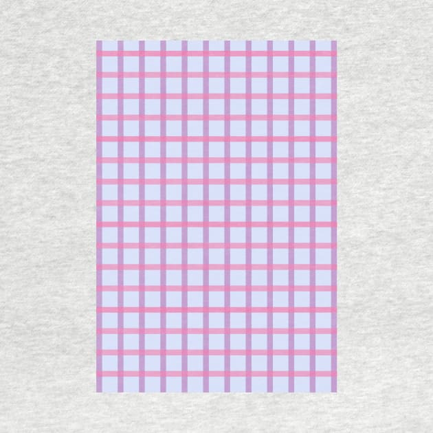 Retro geometric grid pattern in light blue, pink and lavender by Natalisa